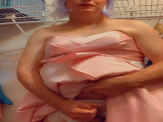 Pantyluvn 여자 같은 커밍 에 핑크 공단 드레스